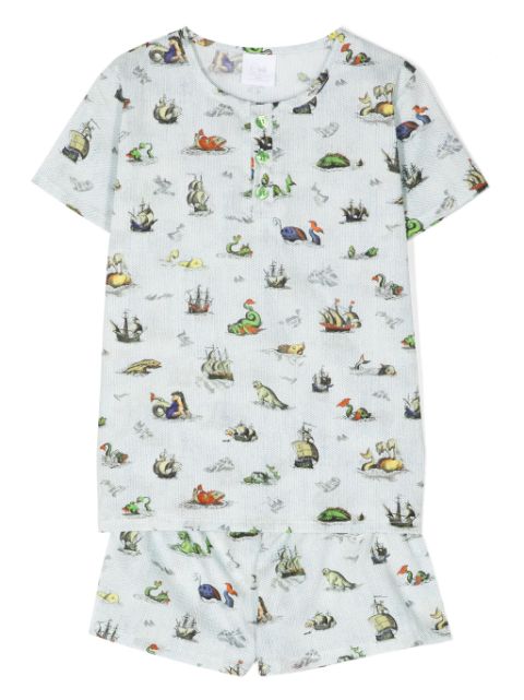 Amiki Harry sea life-print pajama set