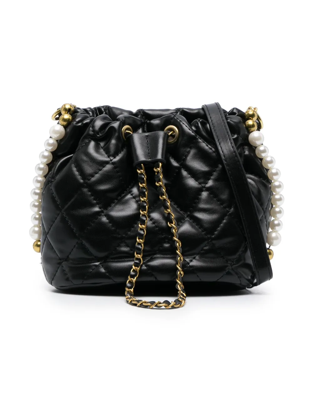 Monnalisa Coated Fabric Bucket Bag In Black