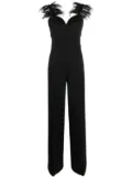 TWINSET feather-trim wide-leg jumpsuit - Black