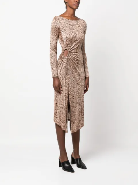 TWINSET leopard-print gathered midi dress 232TP216D - 2