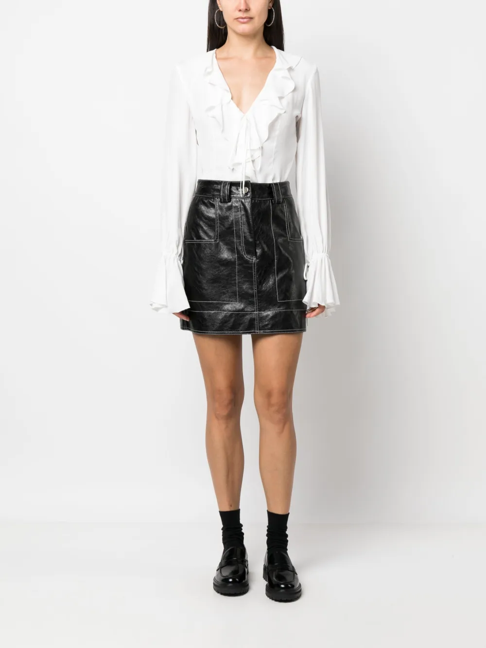 Blugirl ruffled long-sleeve blouse - Wit