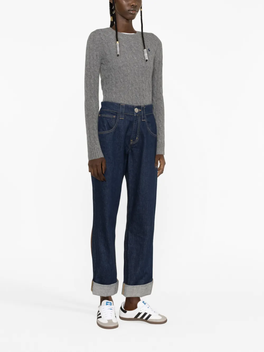 Polo Ralph Lauren Grey Julianna Long Sleeve Pullover In Grau