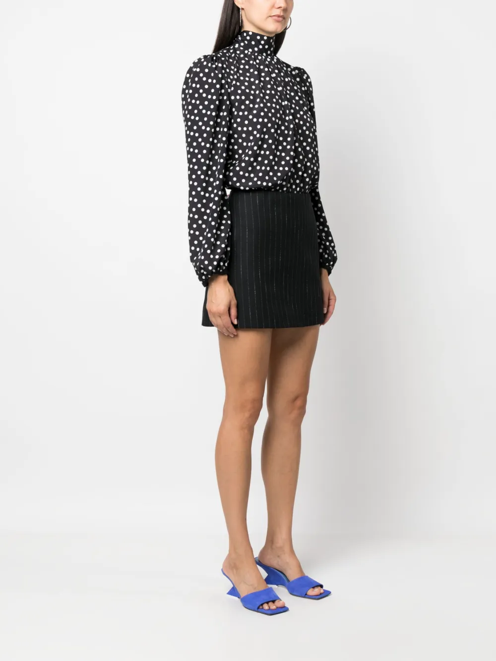 Msgm Hybrid Polka-dot Mini Dress In Black