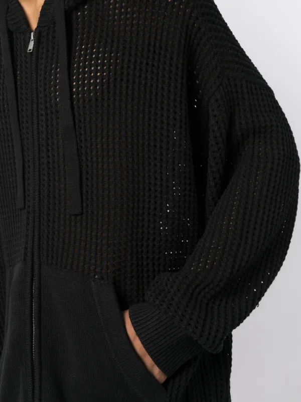 FIVE CM open knit Drawstring Hoodie Farfetch