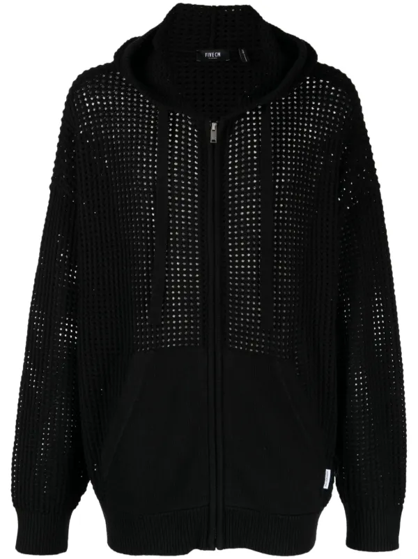 Fishnet zip outlet up hoodie