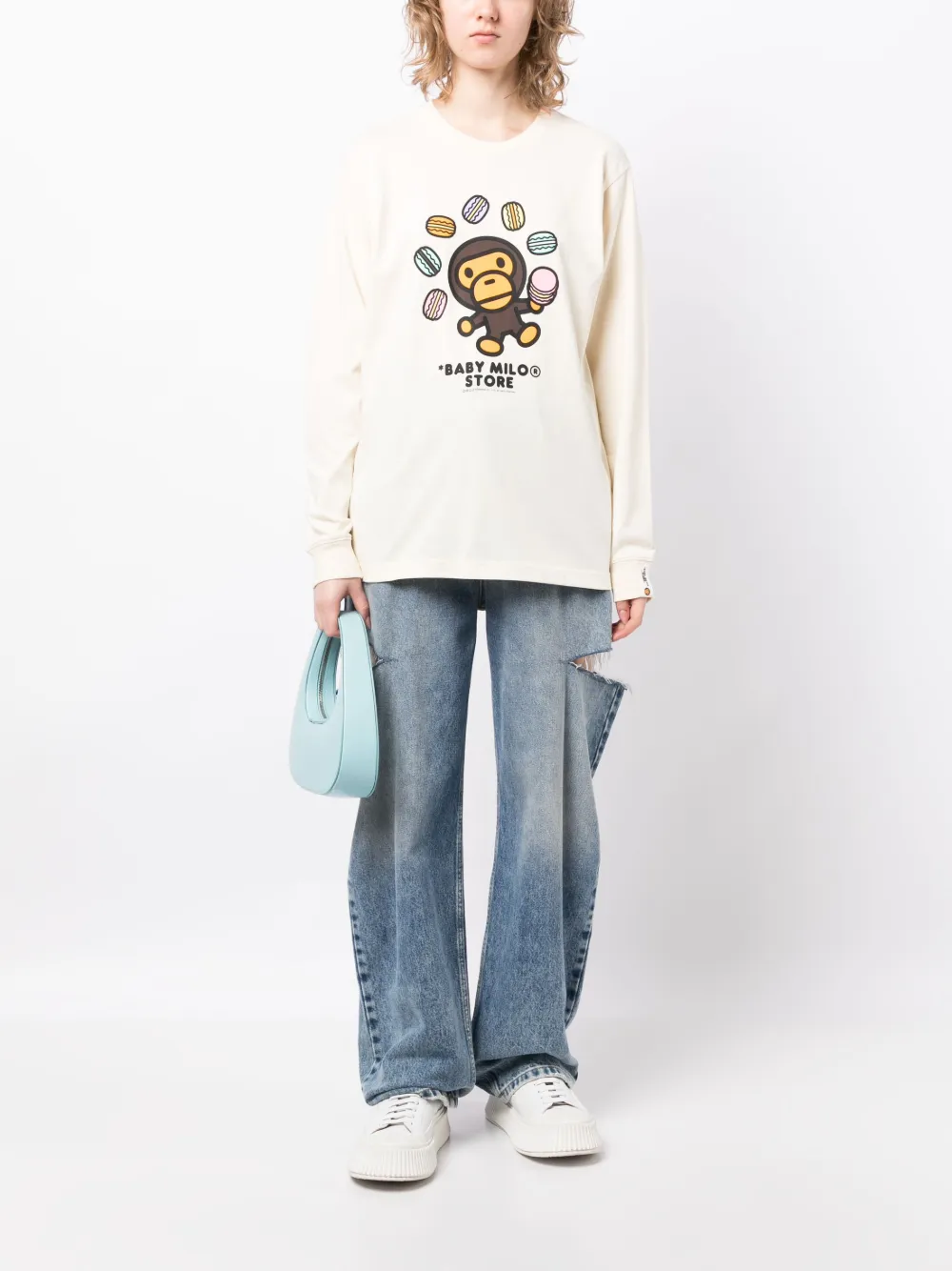*BABY MILO® STORE BY *A BATHING APE® Sweater met logoprint - Geel
