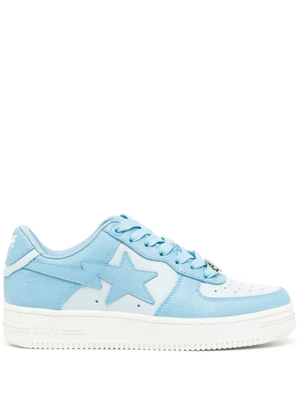 A BATHING APE logo patch Leather Sneakers Blue FARFETCH AE