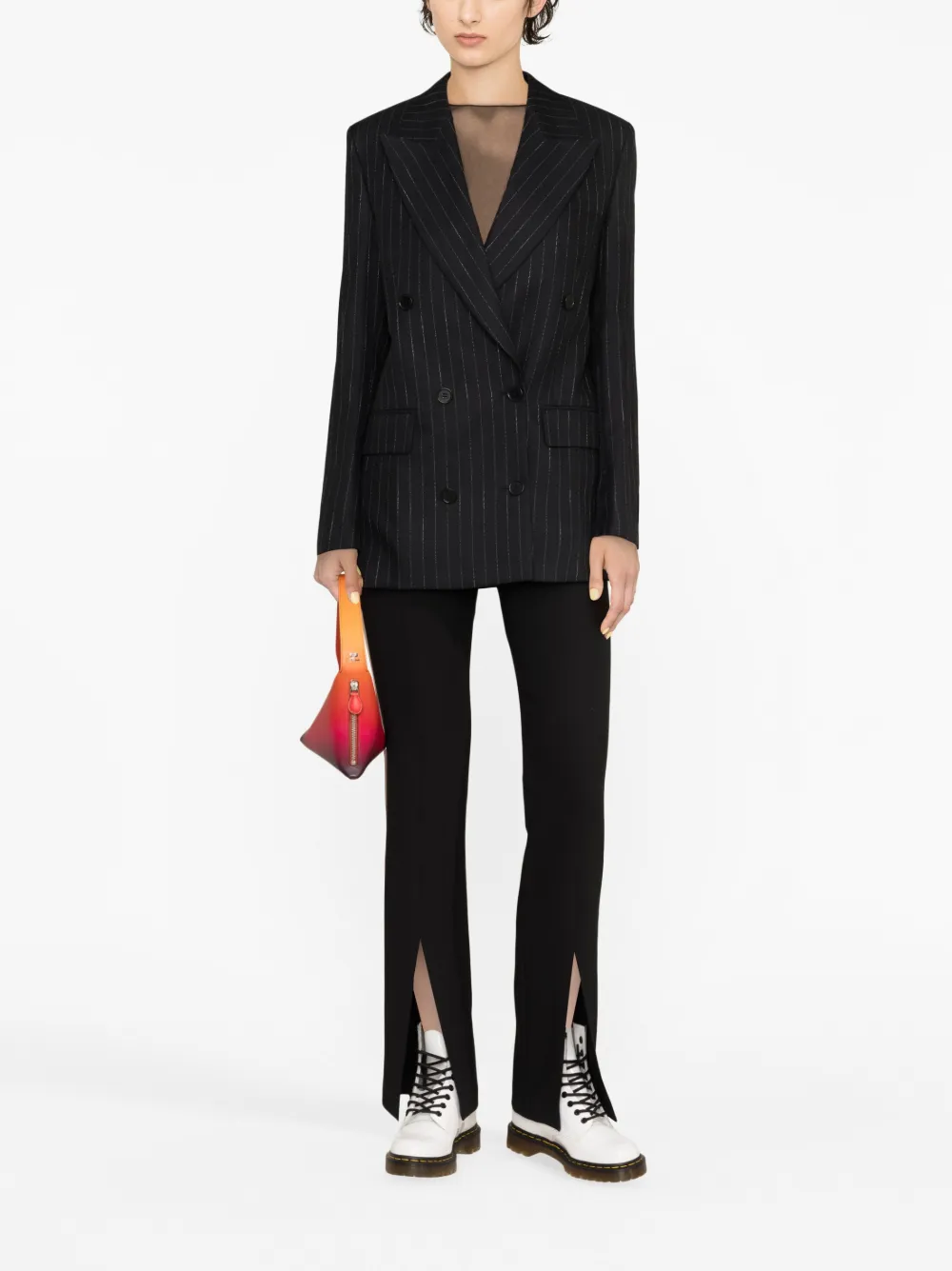 MSGM pinstriped double-breasted blazer - Zwart