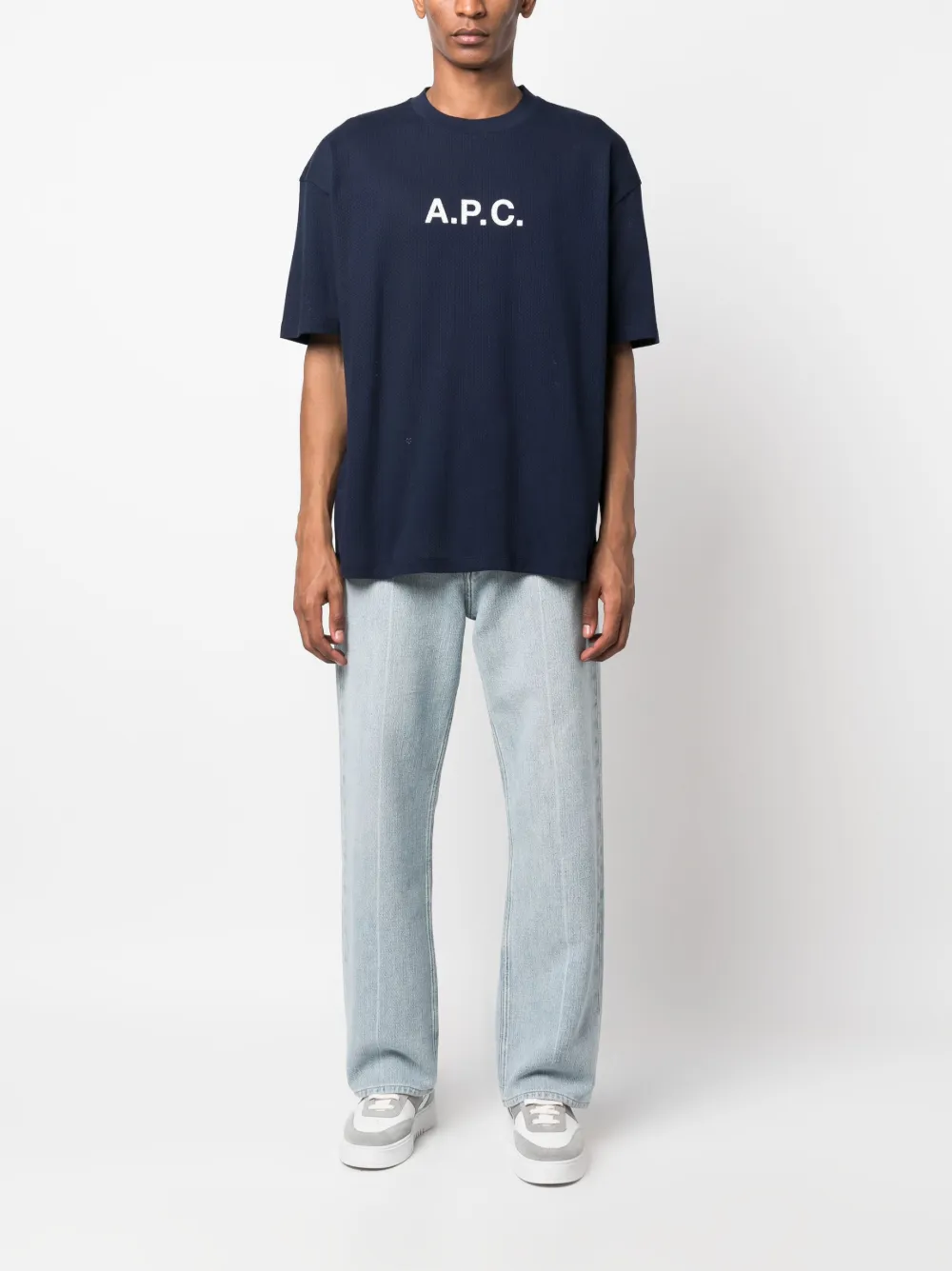 A.P.C. logo-print cotton T-shirt - Blauw