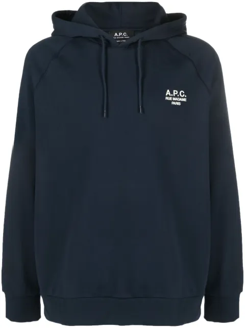 Cheap A.P.C. logo-embroidered cotton hoodie Men