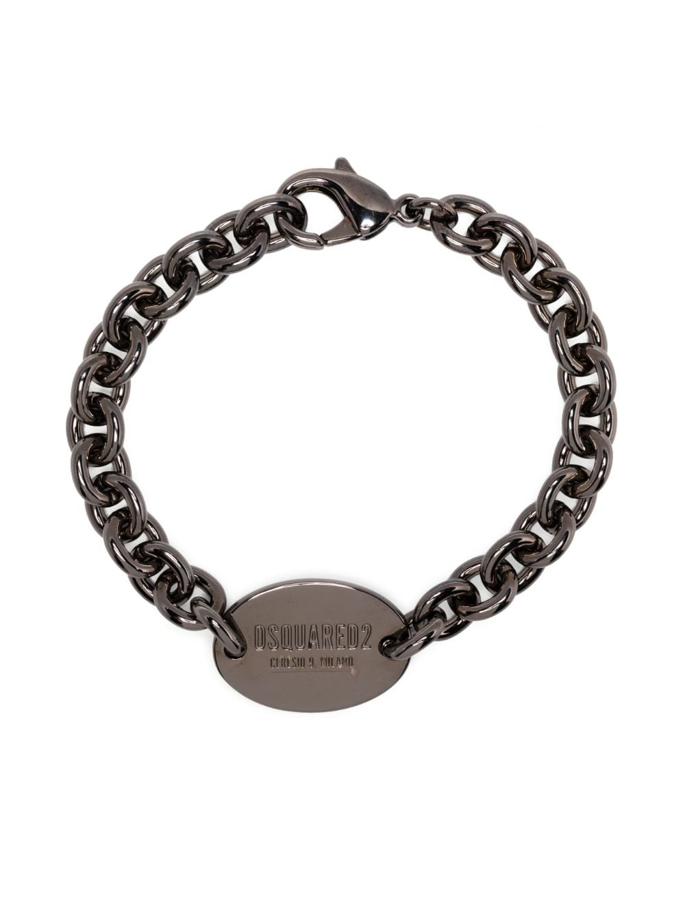 Dsquared2 Logo-engraved Chain-link Id Bracelet In Grey