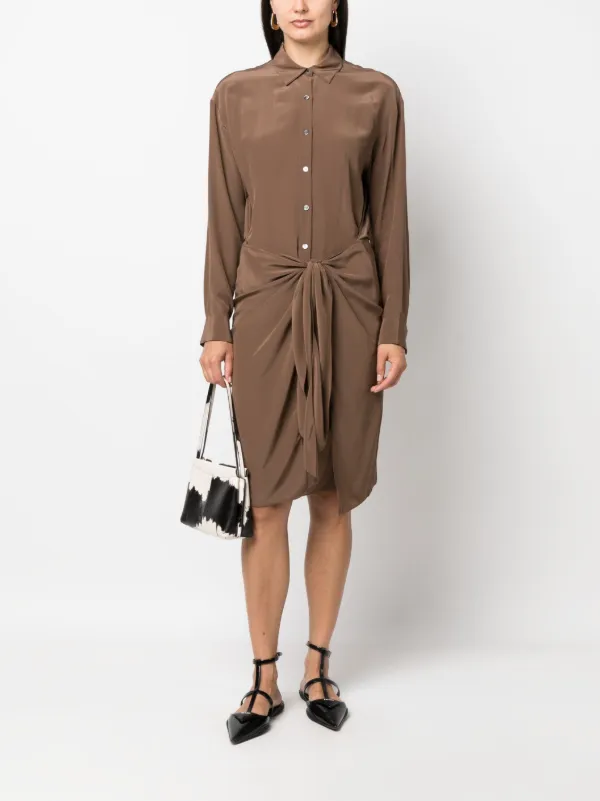 theory brown dress Theory womens Flutter Midi Dress, 00, Brown