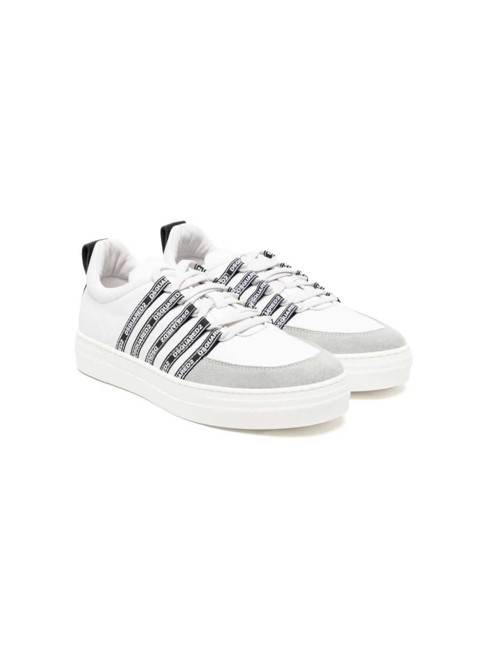 DSQUARED2 KIDS logo-print leather sneakers - White