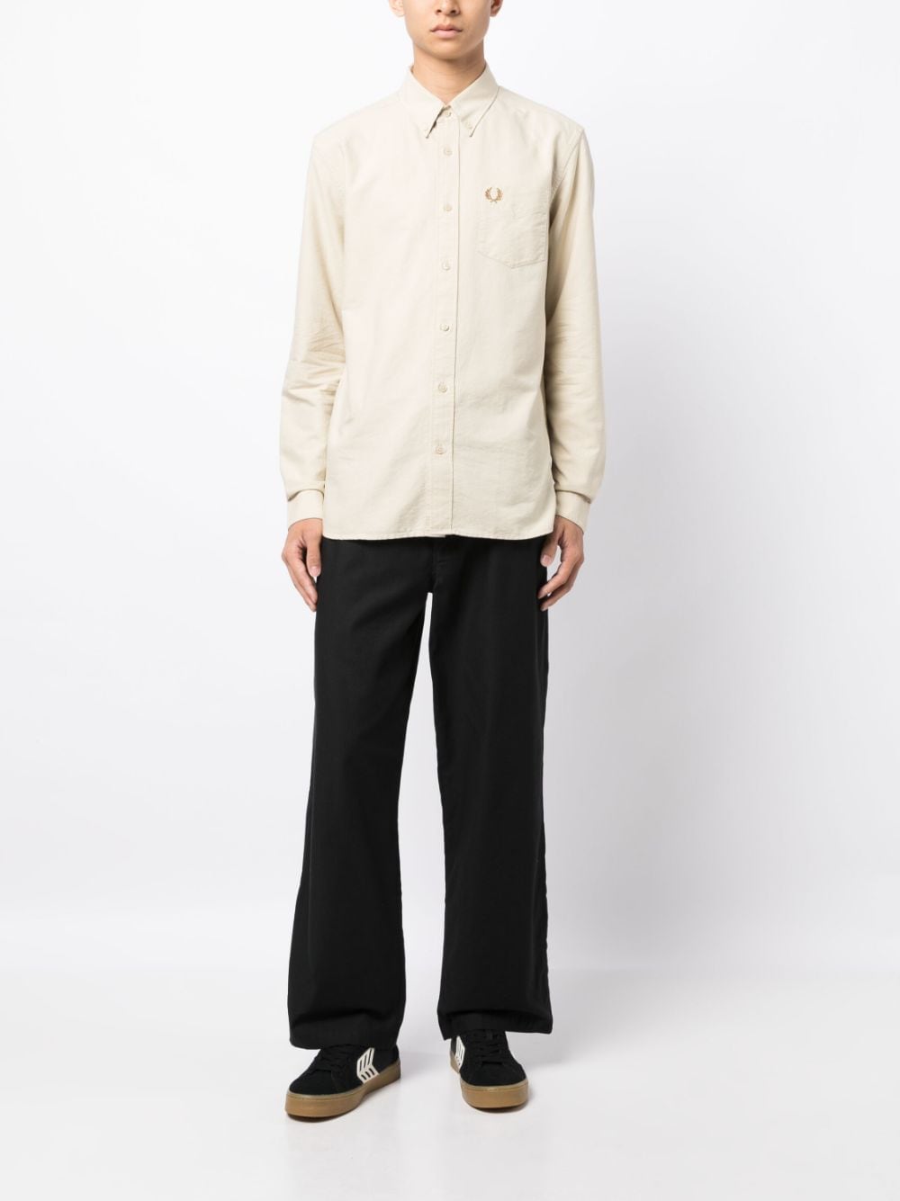 Fred Perry Oxford logo-embroidered cotton shirt - Geel