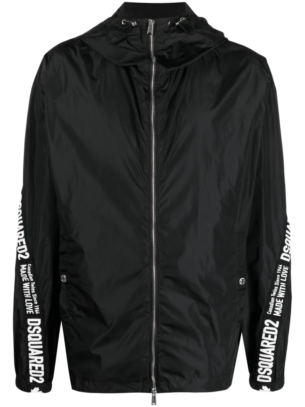 Dsquared2 logo-tape detail windbreaker jacket - Black