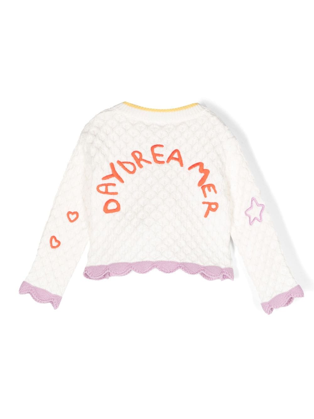 Stella McCartney Kids motif-embroidered organic cotton cardigan - Wit