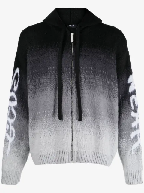 GCDS intarsia-knit hooded jacket 