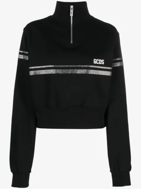 GCDS sudadera con detalles de cristal y logo estampado