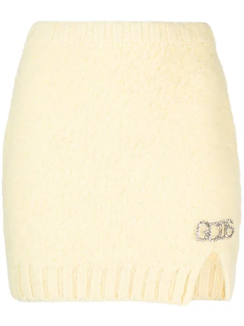 GCDS falda corta de bouclé con logo de strass