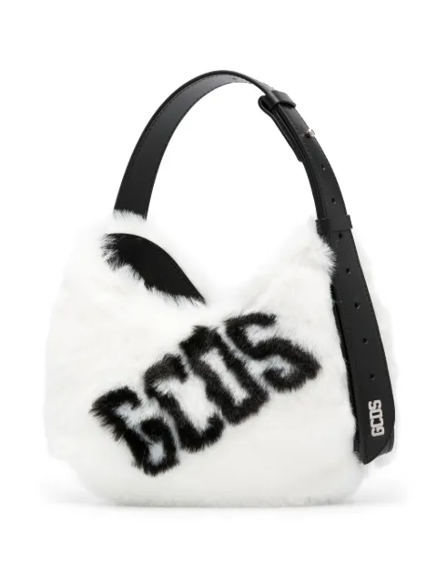 GCDS small Comma Faux Fur Logo shoulder bag