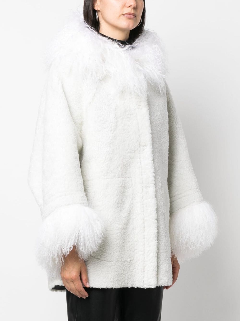 Shop Simonetta Ravizza Loly Hooded Shearling Jacket In White