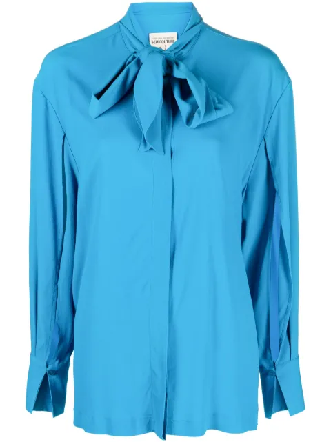 Semicouture pussy-bow long-sleeve shirt