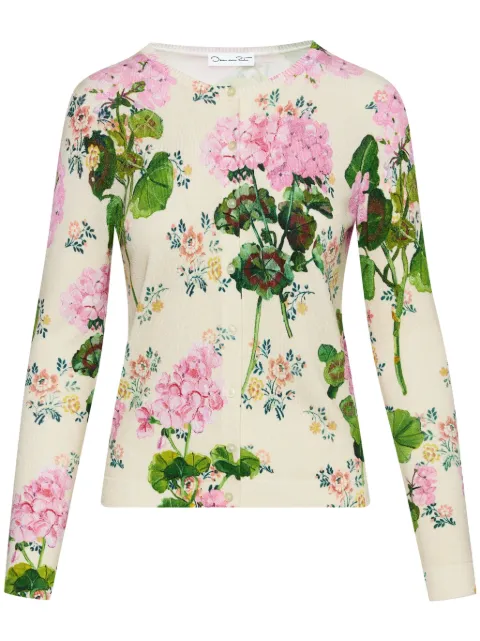 Oscar de la Renta geranium-print button-up cardigan