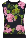 Oscar de la Renta geranium-print tank top - Blue
