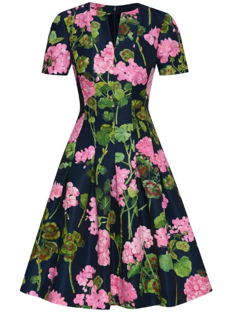 Oscar de la Renta geranium-print faille midi dress