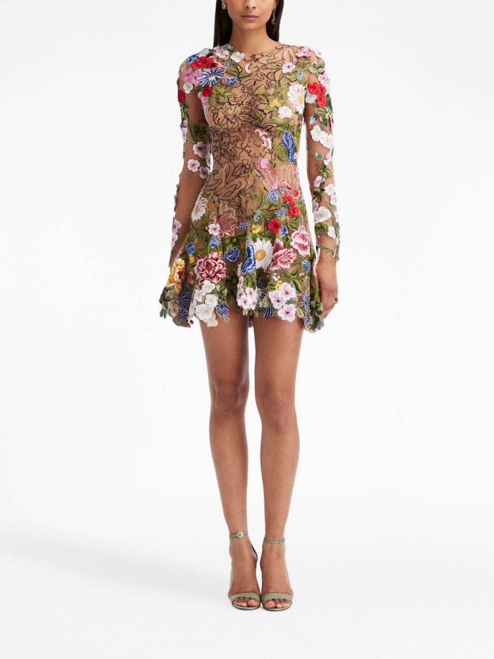 Oscar de la Renta Mini-jurk met bloemenprint - Veelkleurig