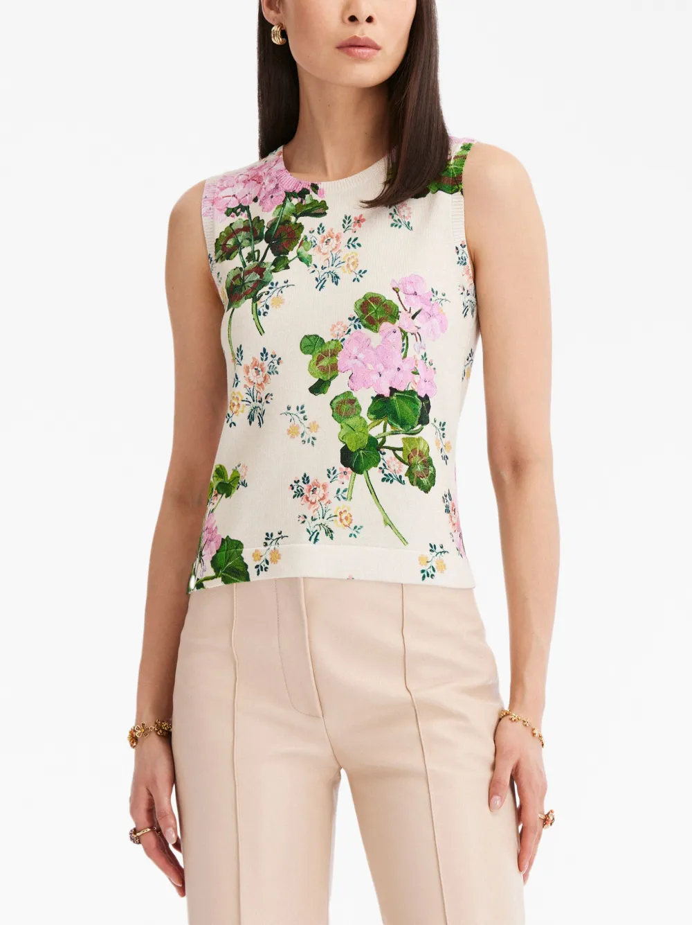 Geranium-Print Tank Top