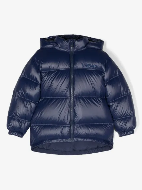 Versace Kids chamarra capitonada con logo bordado