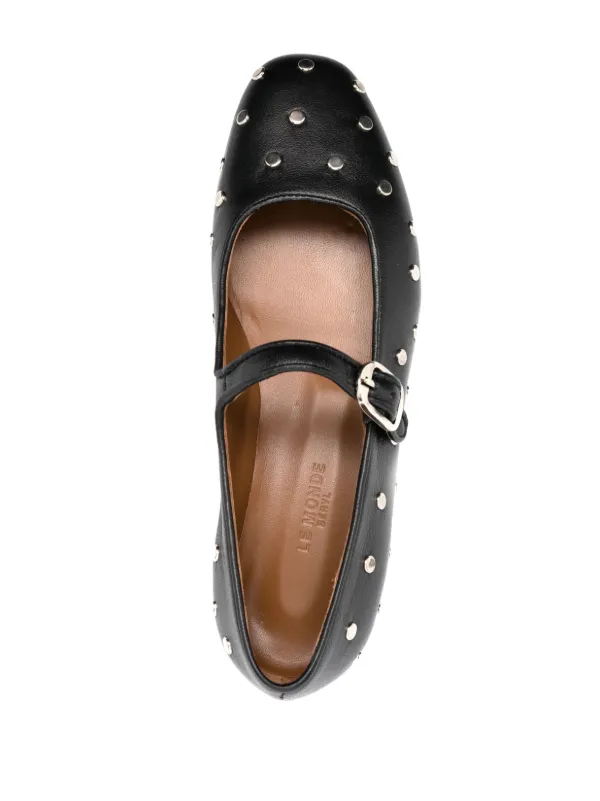 フラットシューズ LE MONDE BERYL CLASSIC MARY JANE EYELET STUDDED\nLEATHER Le Monde Beryl Mary Jane Studded Ballerina Shoes | Black