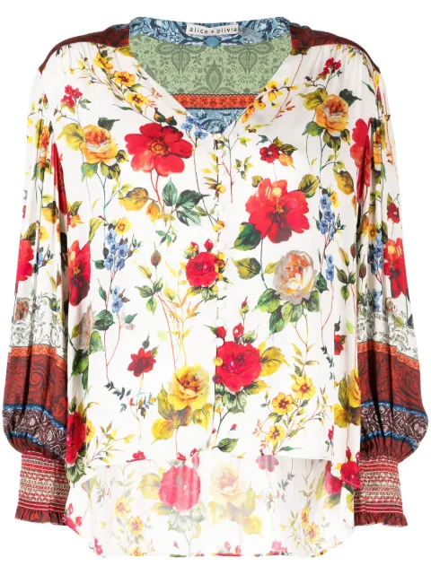 alice + olivia Serena floral-print blouse