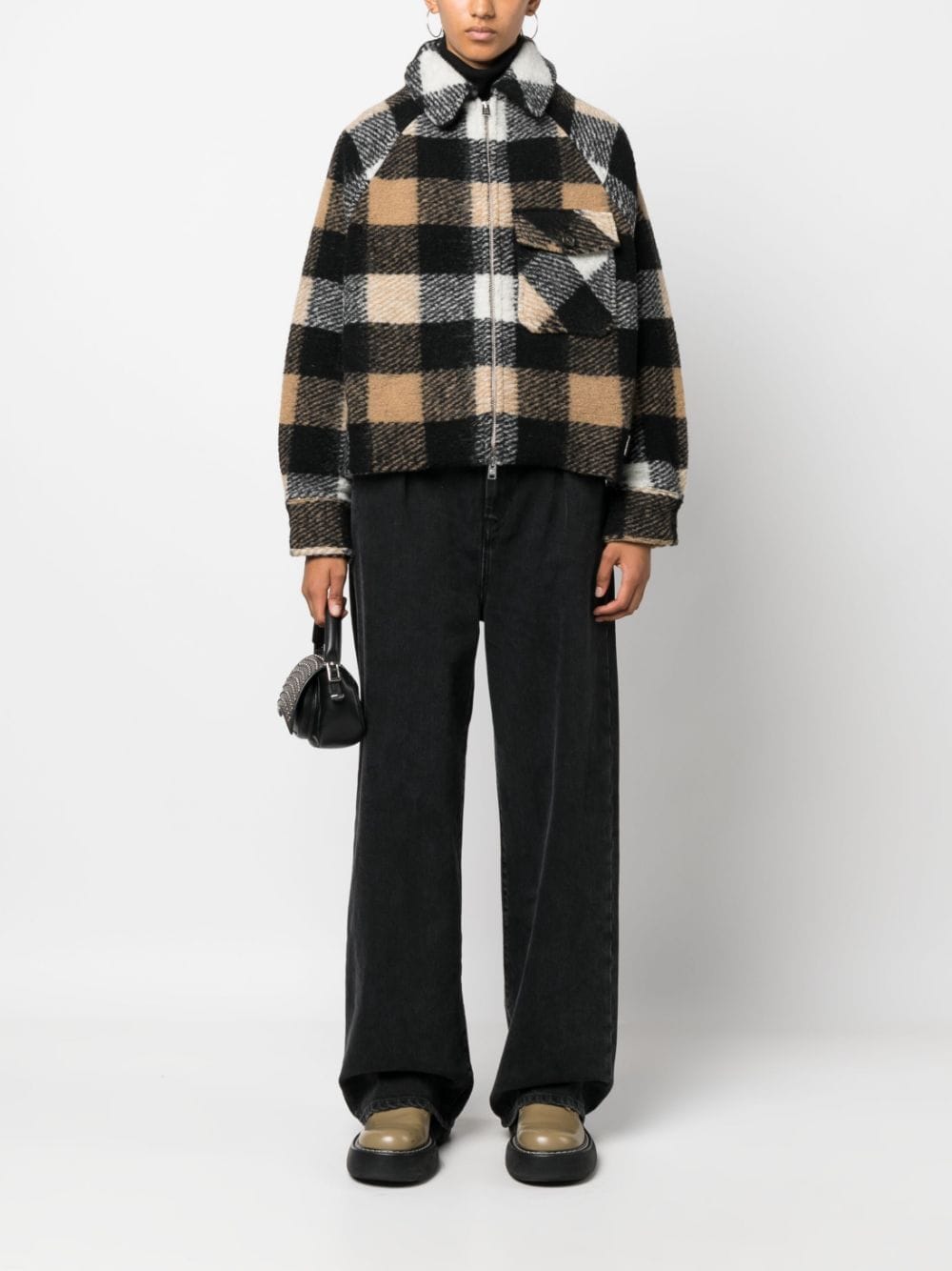 Woolrich check-pattern wool blend jacket - Zwart