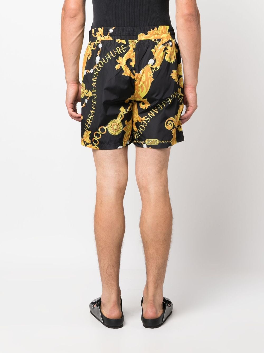 Shop Versace Jeans Couture Chain Couture Drawstring Shorts In Black
