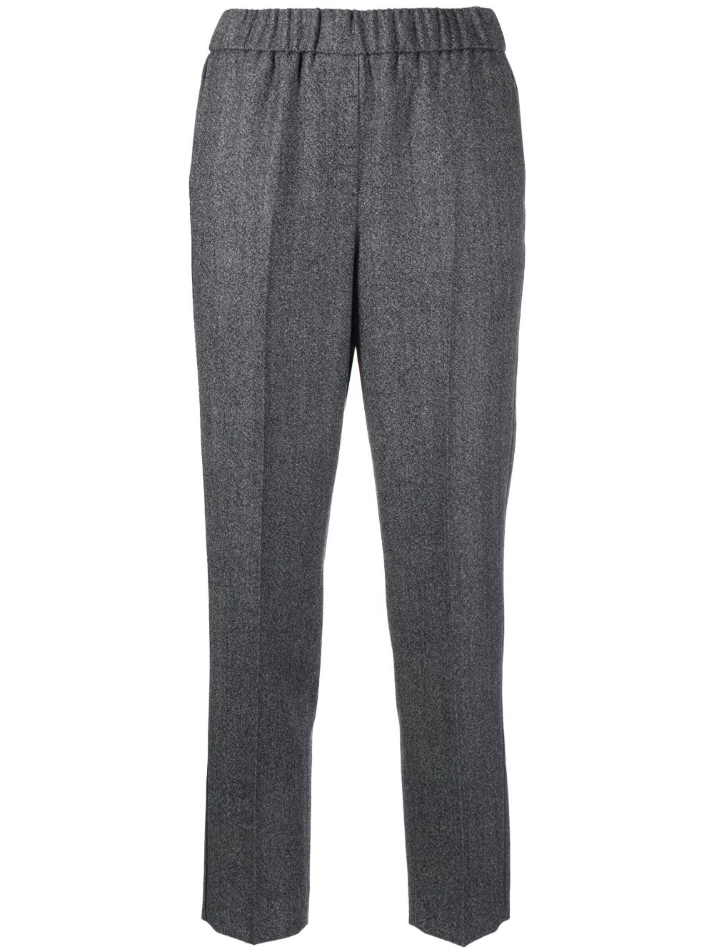 Peserico Mélange-effect Tapered Trousers In Blue