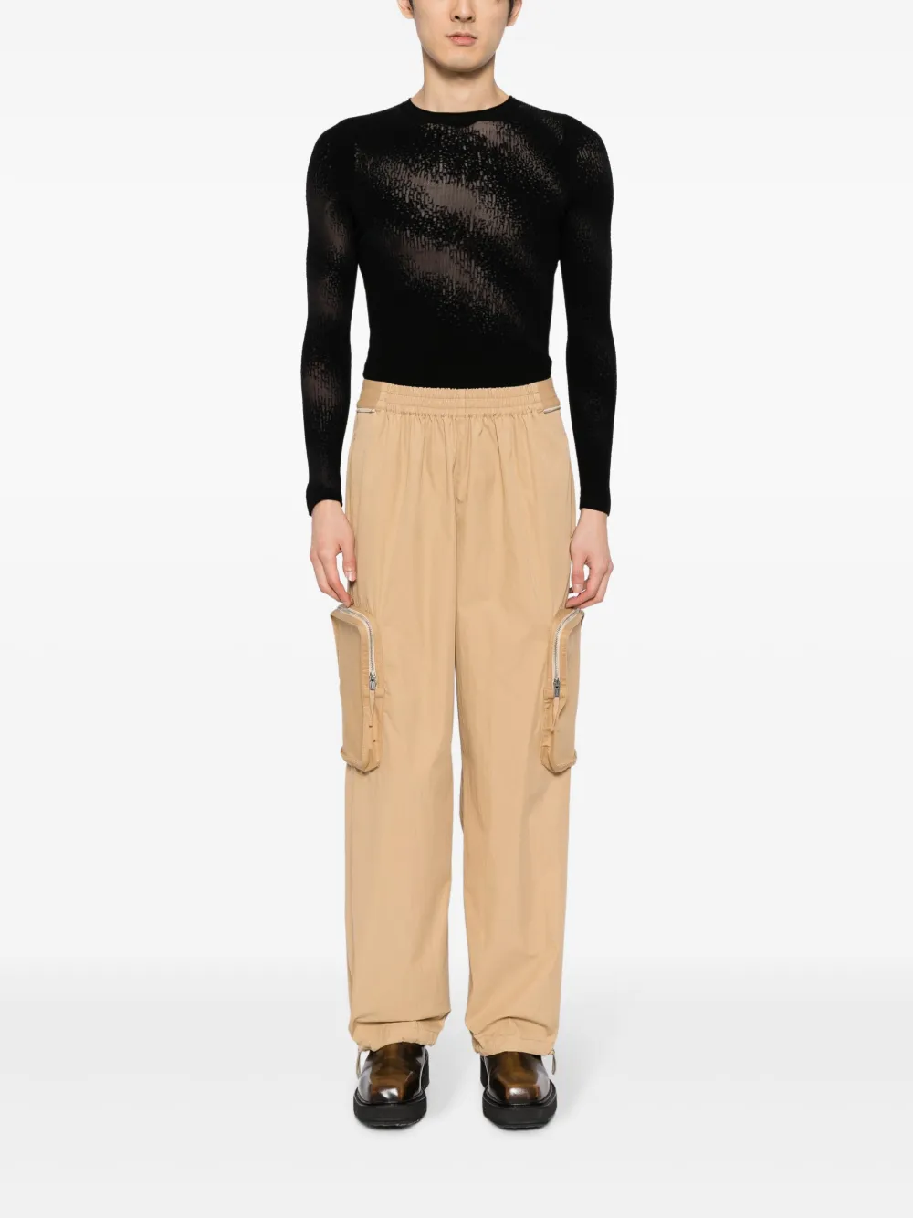 【関税込み】Dion Lee ベージュ コットン ラウンジパンツ JERSEYS」チノパンツ【自宅で試着、返品送料無料】(S ベージュ