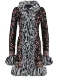 Giambattista Valli Popping Paisley fringed sequin coat - Black