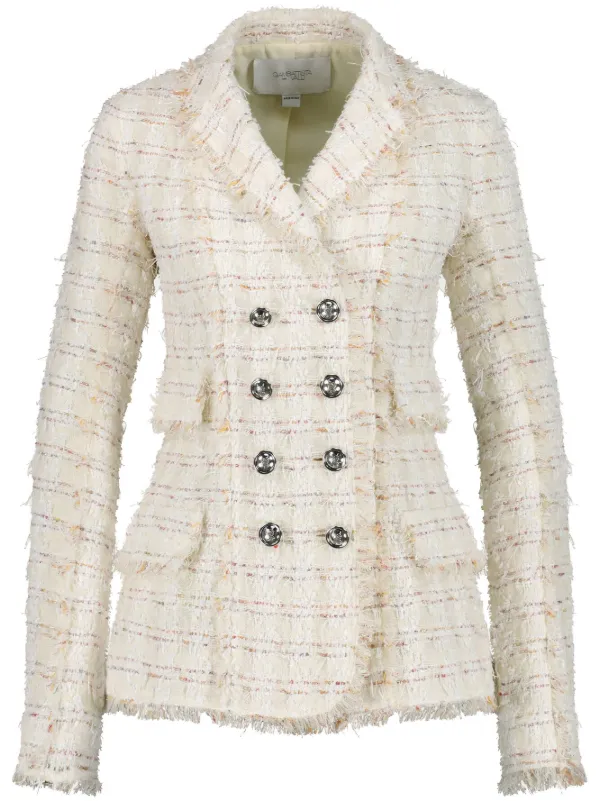 Giambattista Valli Bouclé Double-breasted Blazer in Neutrals