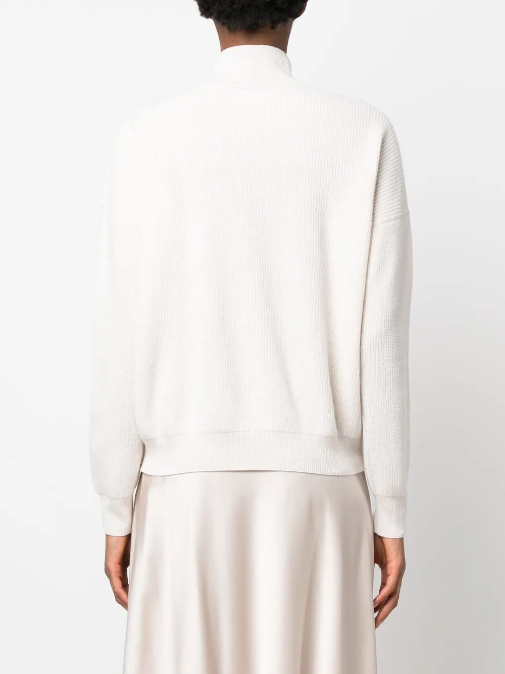 Shop Peserico High-neck Ribbed-knit Jumper In White