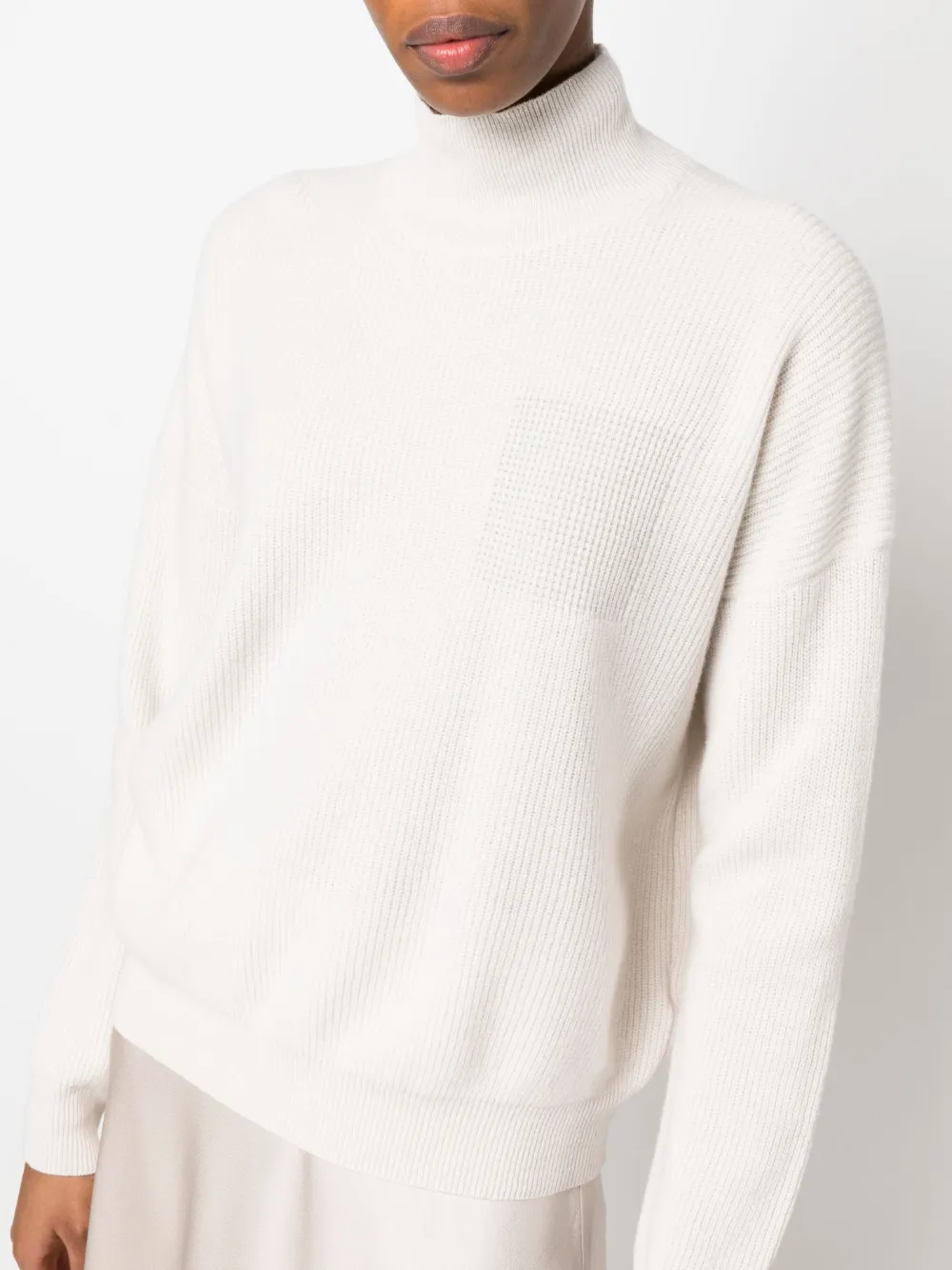 Shop Peserico High-neck Ribbed-knit Jumper In White