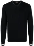 Peserico V-neck ribbed-knit virgin-wool jumper - Blue