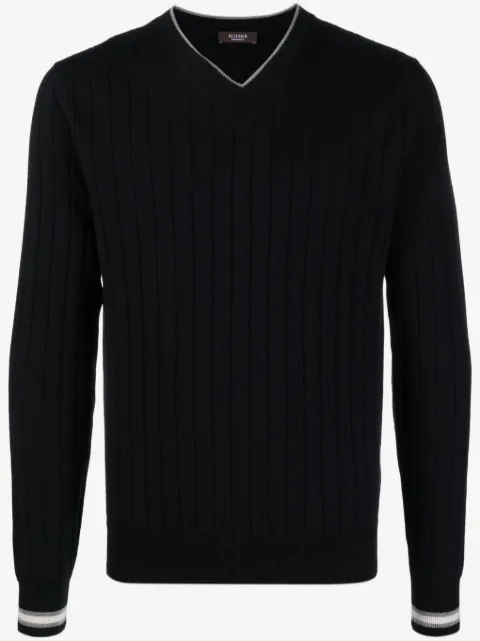 Peserico V-neck ribbed-knit virgin-wool jumper