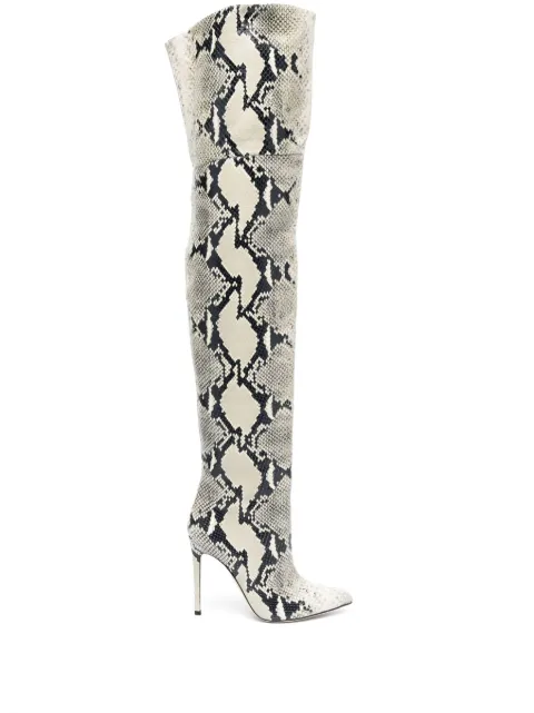 Paris Texas snakeskin-print 90mm pointed-toe leather boots