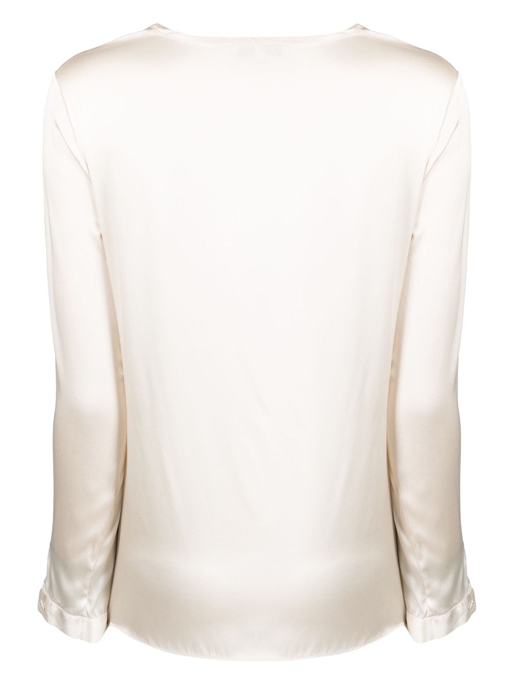 Antonelli round-neck satin-finish blouse - Beige