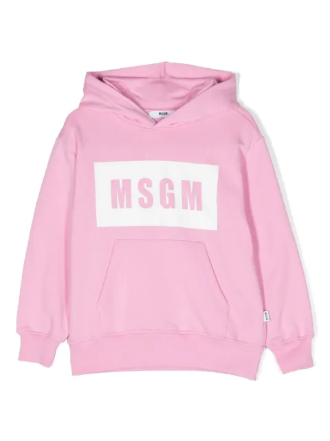 MSGM Kids logo-print cotton hoodie