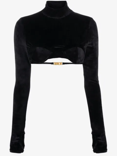 GCDS velvet-finish high-neck top 