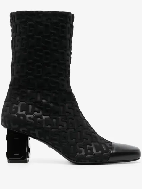 GCDS 75mm monogram-pattern ankle boots