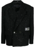 GCDS double-breasted tweed blazer - Black